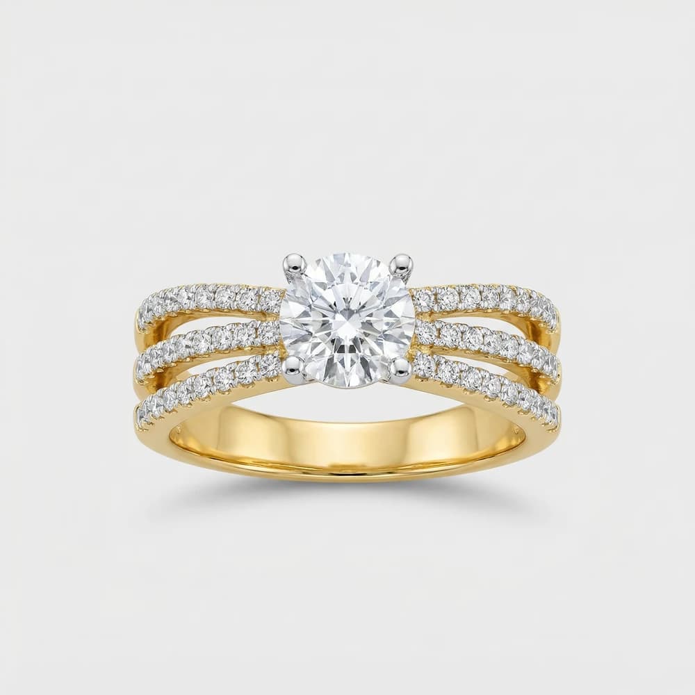 Triple Row Pave Lab Grown Diamond Ring - Image 1 Triple Row Pave Lab Grown Diamond Ring, view 1 of 5