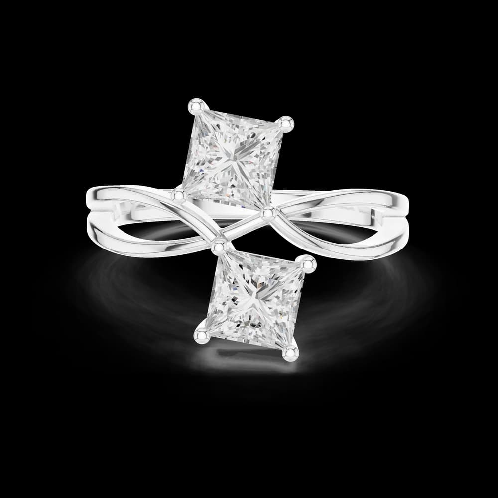 Crossover Two Stone Princess Cut Lab Grown Diamond Ring - Image 2 Crossover Two Stone Princess Cut Lab Grown Diamond Ring, view 2 of 6