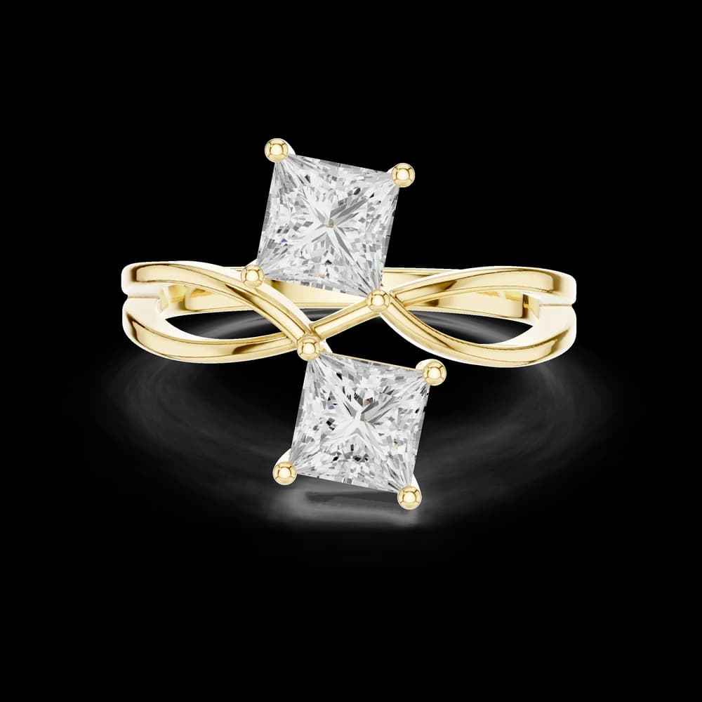 Crossover Two Stone Princess Cut Lab Grown Diamond Ring - Image 3 Crossover Two Stone Princess Cut Lab Grown Diamond Ring, view 3 of 6