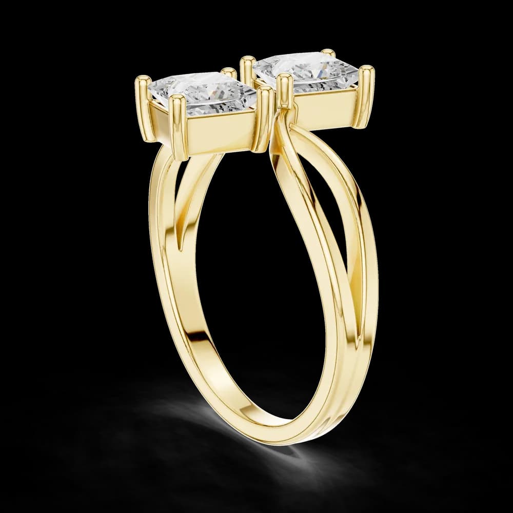 Crossover Two Stone Princess Cut Lab Grown Diamond Ring - Image 4 Crossover Two Stone Princess Cut Lab Grown Diamond Ring, view 4 of 6