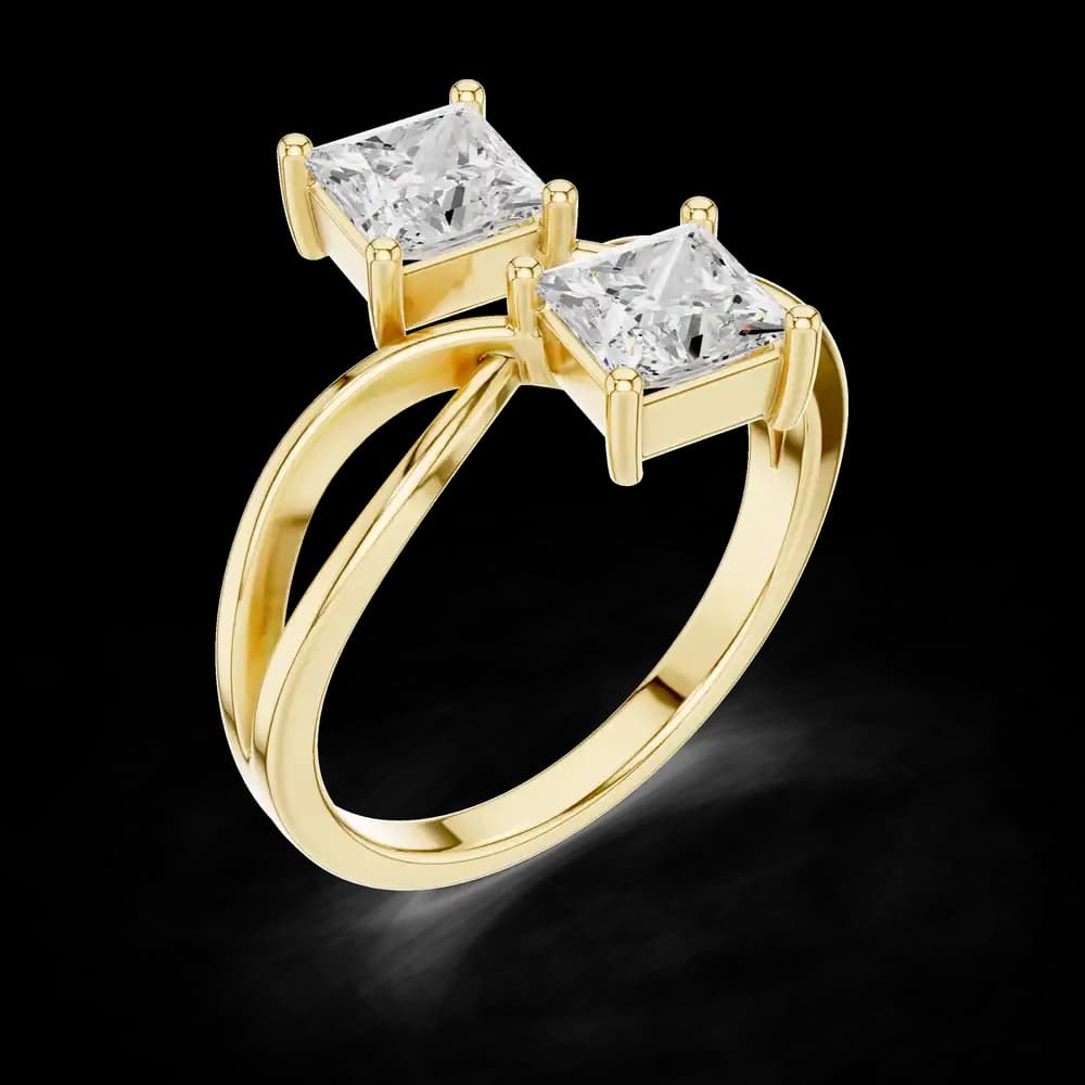 Crossover Two Stone Princess Cut Lab Grown Diamond Ring - Image 5 Crossover Two Stone Princess Cut Lab Grown Diamond Ring, view 5 of 6