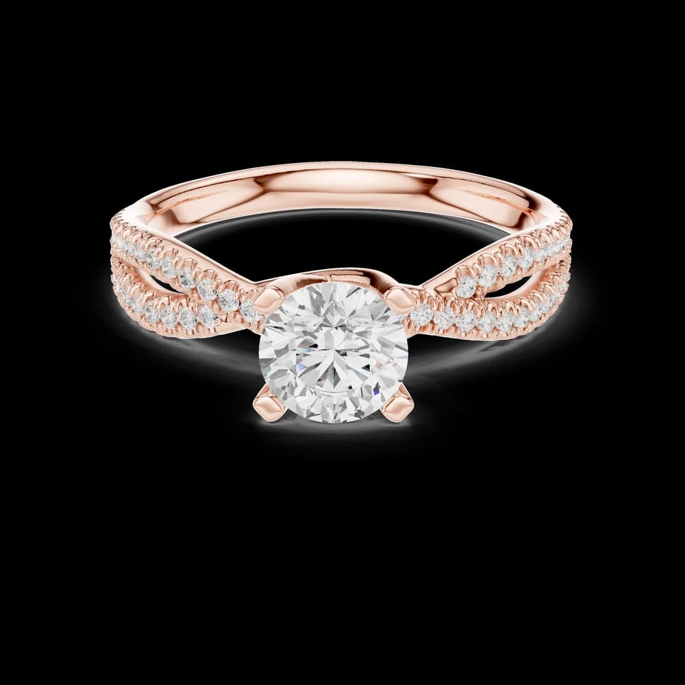 Twisted Pavé Band Round Lab Grown Ring - Image 1 Twisted Pavé Band Round Lab Grown Ring, view 1 of 1