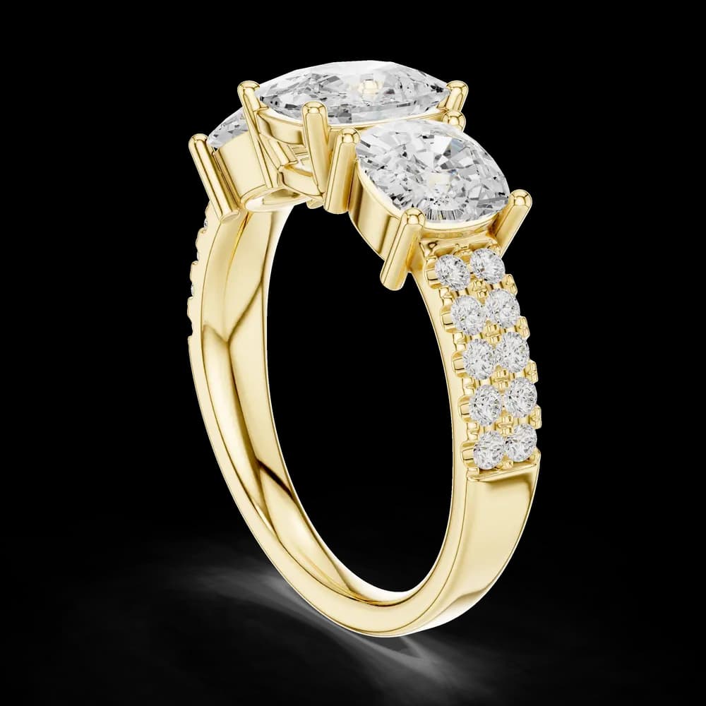 Ember Cushion Cut Three Stone Lab Grown Diamond Ring - Image 4 Ember Cushion Cut Three Stone Lab Grown Diamond Ring, view 4 of 6