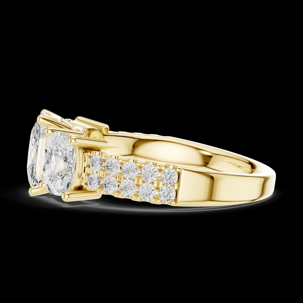 Ember Cushion Cut Three Stone Lab Grown Diamond Ring - Image 6 Ember Cushion Cut Three Stone Lab Grown Diamond Ring, view 6 of 6