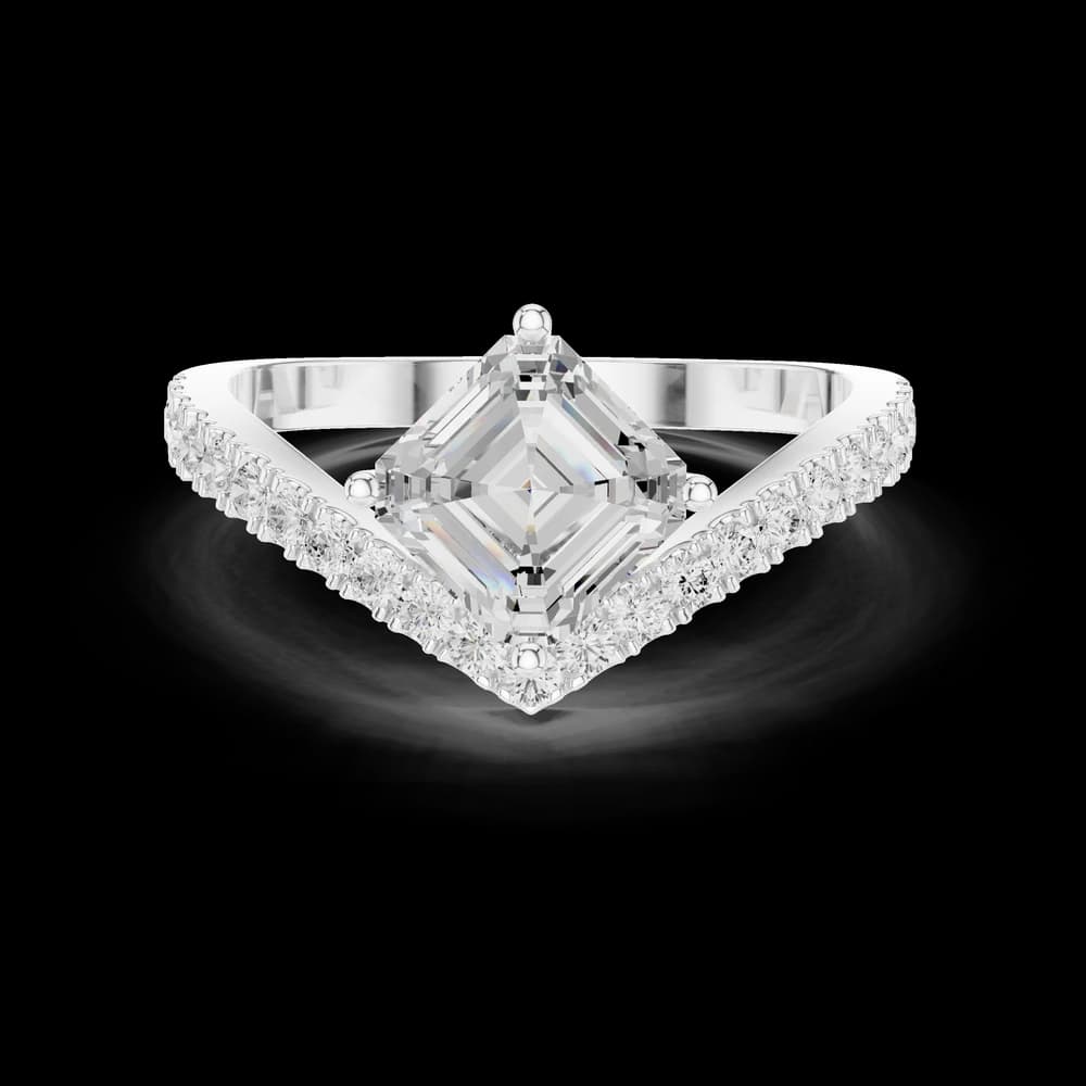 Asscher East - West Setting Lab Grown Diamond Ring - Image 2 Asscher East - West Setting Lab Grown Diamond Ring, view 2 of 6