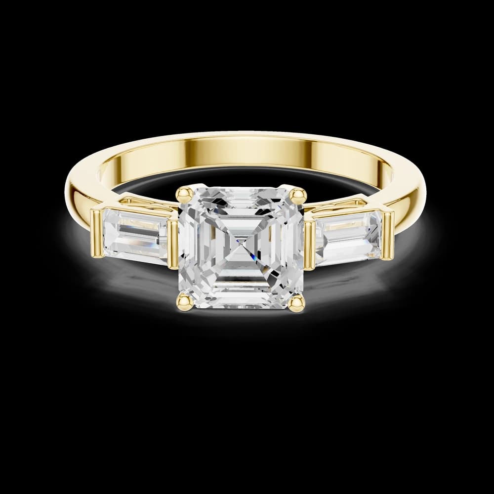 Elegant Asscher and Baguette Side-Stone Lab Grown Ring - Image 3 Elegant Asscher and Baguette Side-Stone Lab Grown Ring, view 3 of 6