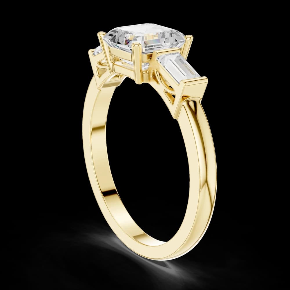 Elegant Asscher and Baguette Side-Stone Lab Grown Ring - Image 5 Elegant Asscher and Baguette Side-Stone Lab Grown Ring, view 5 of 6