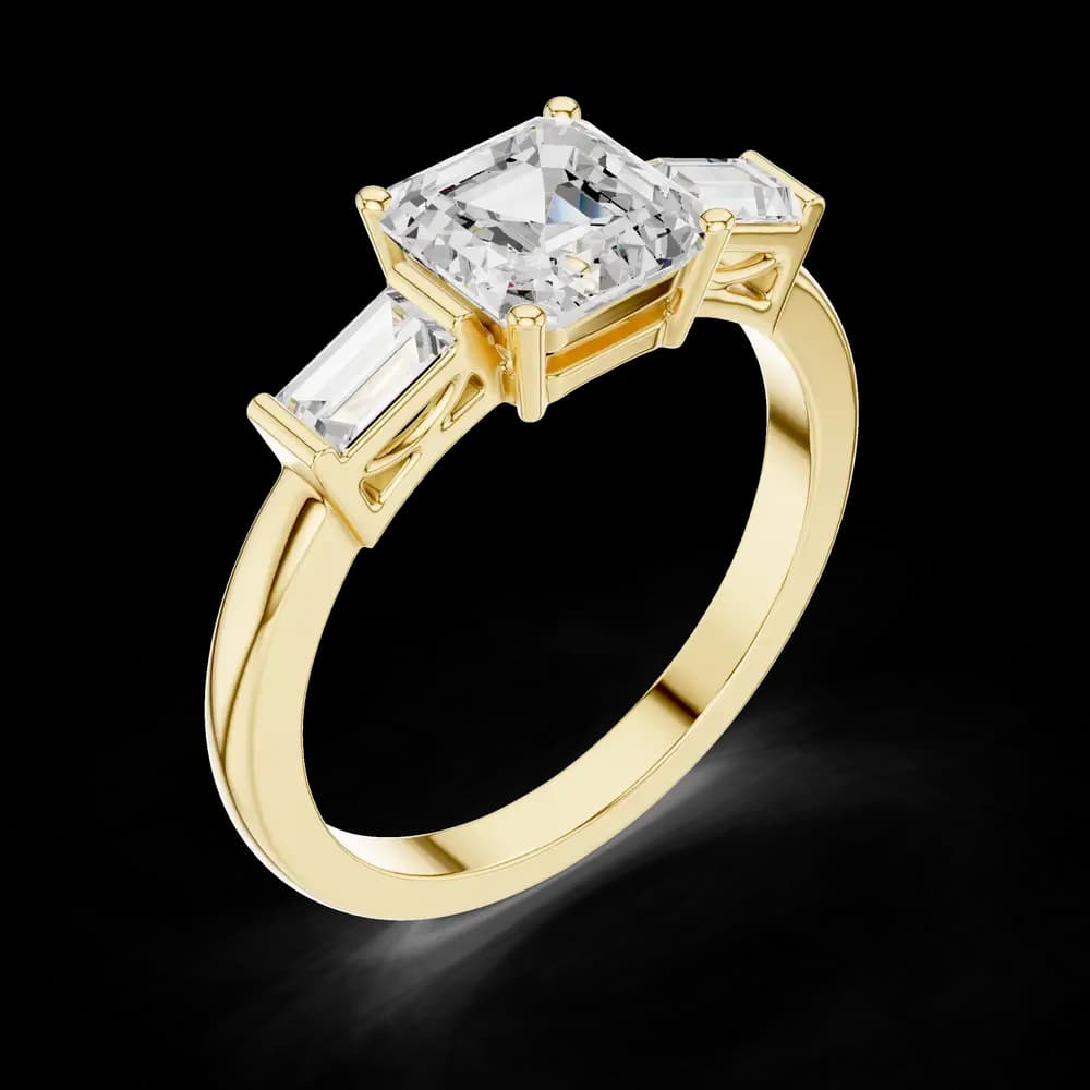 Elegant Asscher and Baguette Side-Stone Lab Grown Ring - Image 6 Elegant Asscher and Baguette Side-Stone Lab Grown Ring, view 6 of 6
