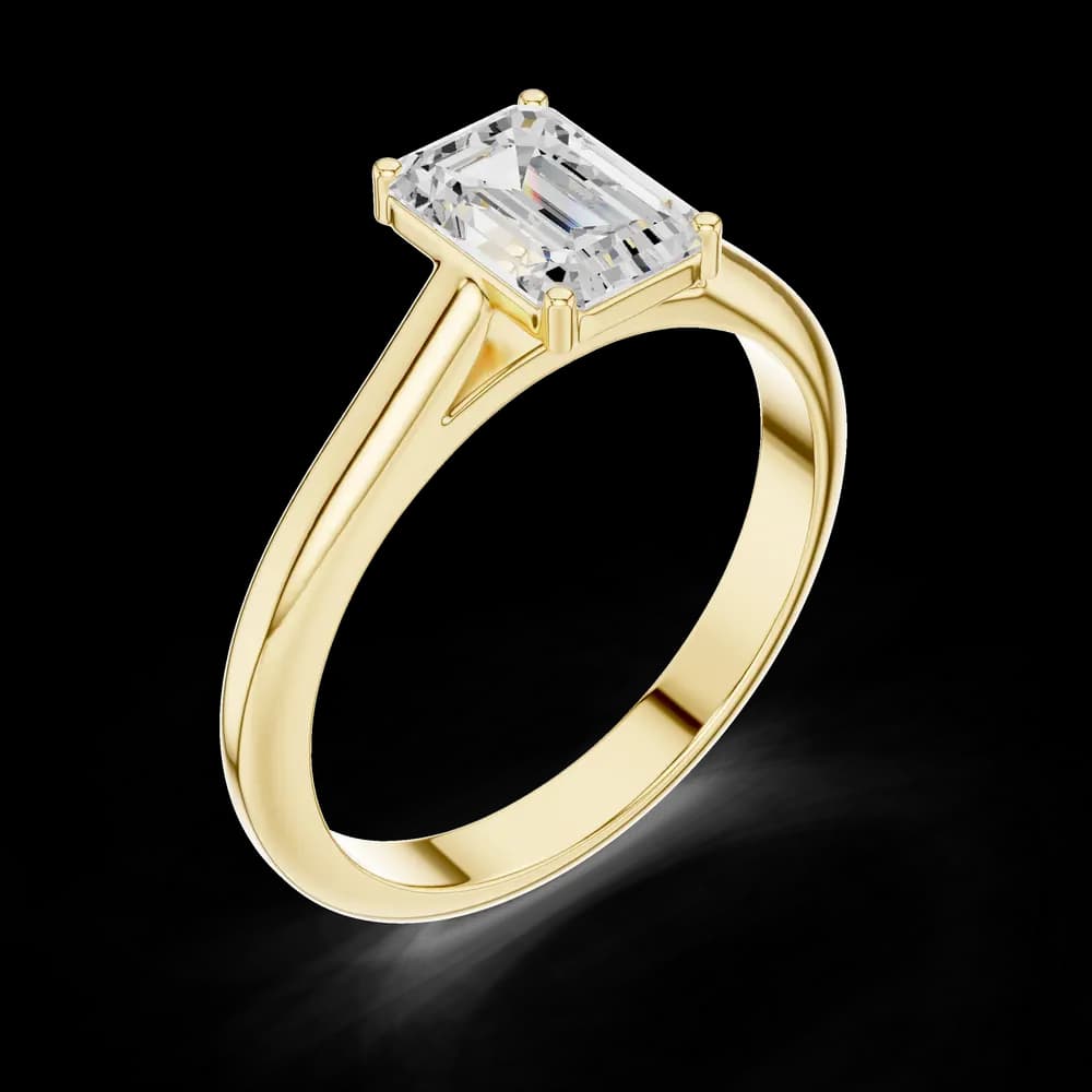 Minimalist Emerald Cut Solitaire Lab Grown Ring - Image 5 Minimalist Emerald Cut Solitaire Lab Grown Ring, view 5 of 6