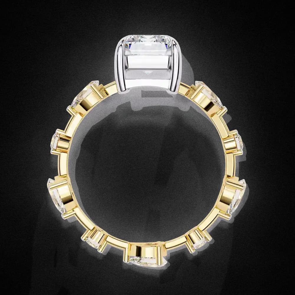 Timeless Sparkle Emerald Cut and Pear Shape Lab Grown Diamond Ring - Image 3 Timeless Sparkle Emerald Cut and Pear Shape Lab Grown Diamond Ring, view 3 of 7