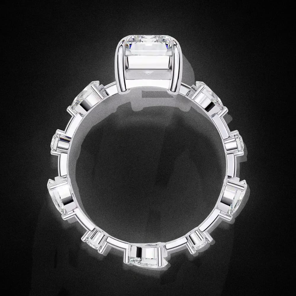 Timeless Sparkle Emerald Cut and Pear Shape Lab Grown Diamond Ring - Image 4 Timeless Sparkle Emerald Cut and Pear Shape Lab Grown Diamond Ring, view 4 of 7