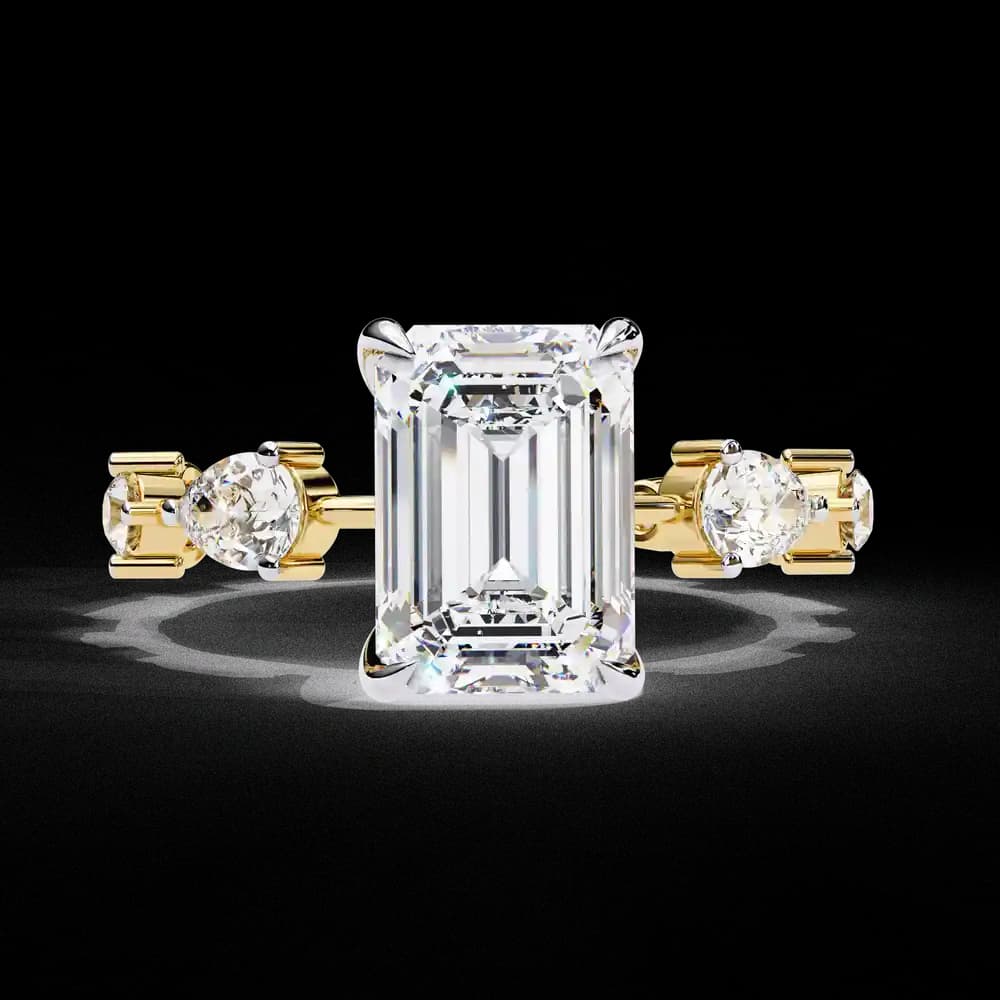 Timeless Sparkle Emerald Cut and Pear Shape Lab Grown Diamond Ring - Image 7 Timeless Sparkle Emerald Cut and Pear Shape Lab Grown Diamond Ring, view 7 of 7