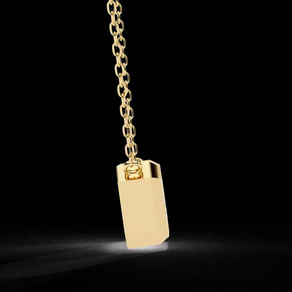 Emerald Cut Bezel Set Gold Pendant Necklace - Image 2 Emerald Cut Bezel Set Gold Pendant Necklace, view 2 of 16