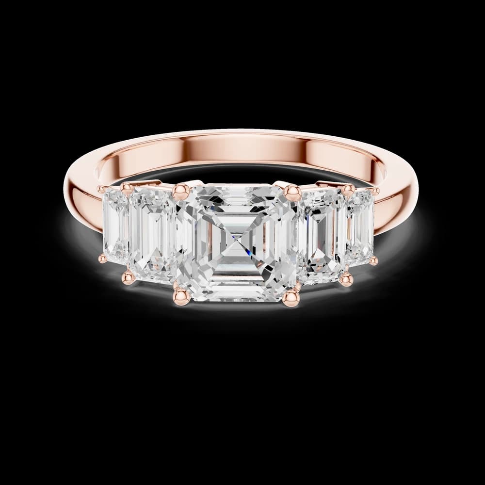 5 Stone Asscher Solitaire Lab Grown Diamond Ring - Image 1 5 Stone Asscher Solitaire Lab Grown Diamond Ring, view 1 of 6