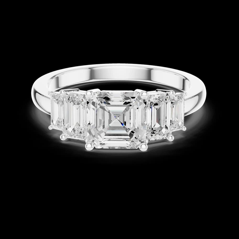 5 Stone Asscher Solitaire Lab Grown Diamond Ring - Image 2 5 Stone Asscher Solitaire Lab Grown Diamond Ring, view 2 of 6