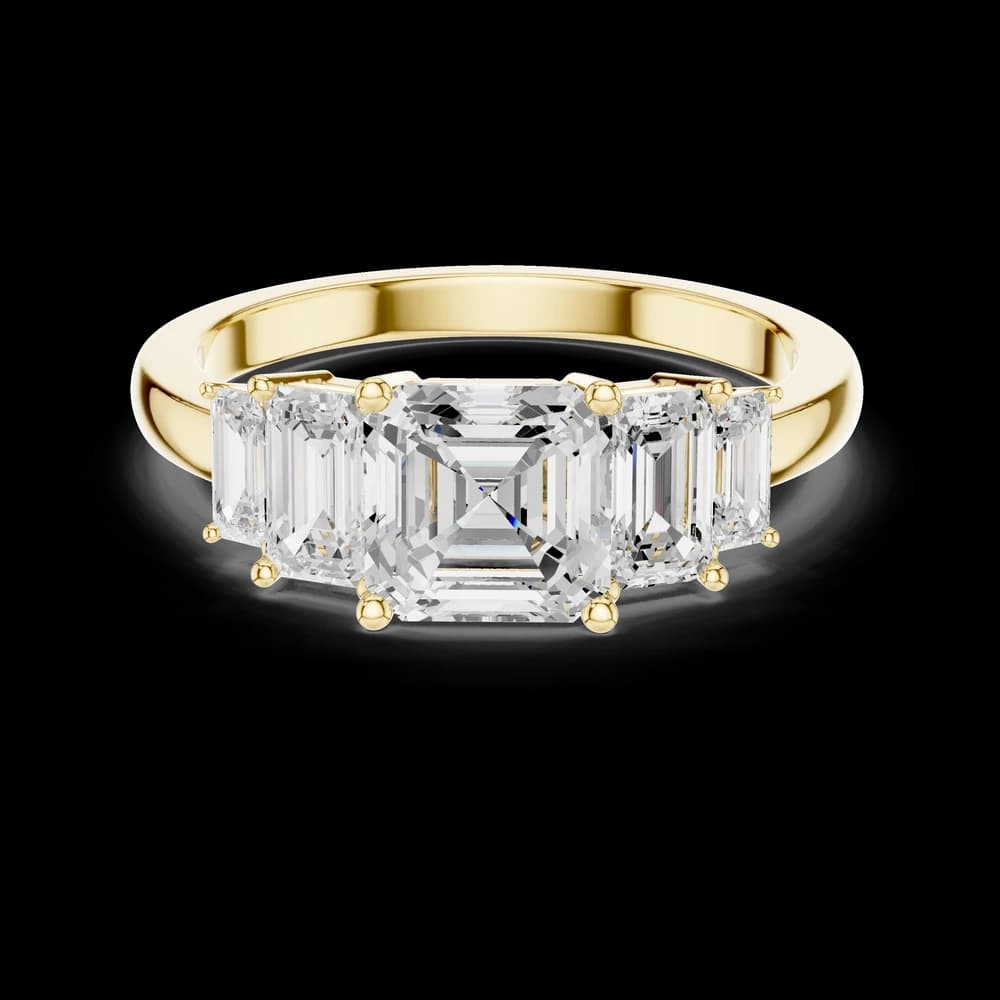 5 Stone Asscher Solitaire Lab Grown Diamond Ring - Image 3 5 Stone Asscher Solitaire Lab Grown Diamond Ring, view 3 of 6