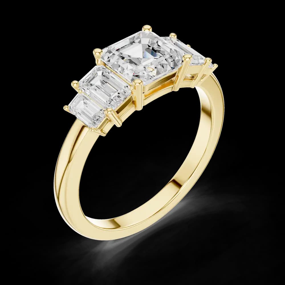 5 Stone Asscher Solitaire Lab Grown Diamond Ring - Image 4 5 Stone Asscher Solitaire Lab Grown Diamond Ring, view 4 of 6