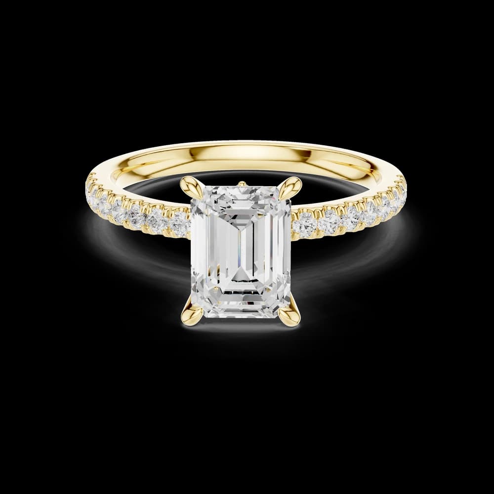 Emerald Cut Solitaire Pavé Lab Grown Ring - Image 3 Emerald Cut Solitaire Pavé Lab Grown Ring, view 3 of 6