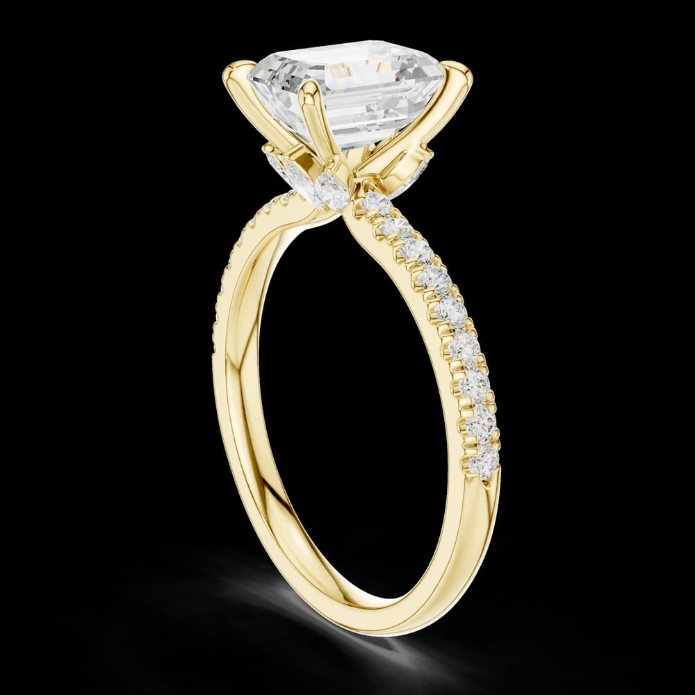 Emerald Cut Solitaire Pavé Lab Grown Ring - Image 4 Emerald Cut Solitaire Pavé Lab Grown Ring, view 4 of 6