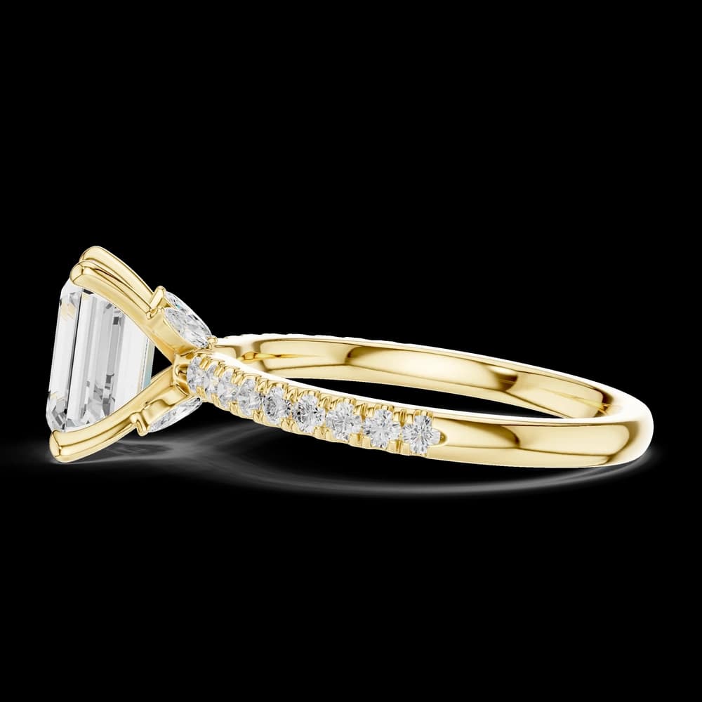 Emerald Cut Solitaire Pavé Lab Grown Ring - Image 6 Emerald Cut Solitaire Pavé Lab Grown Ring, view 6 of 6