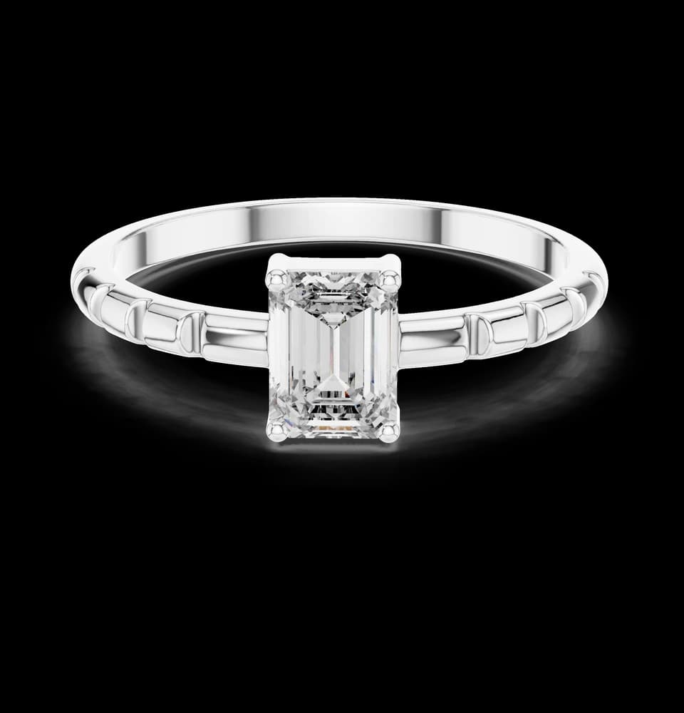 Segmented Emerald Lab Grown Diamond Ring - Image 2 Segmented Emerald Lab Grown Diamond Ring, view 2 of 6
