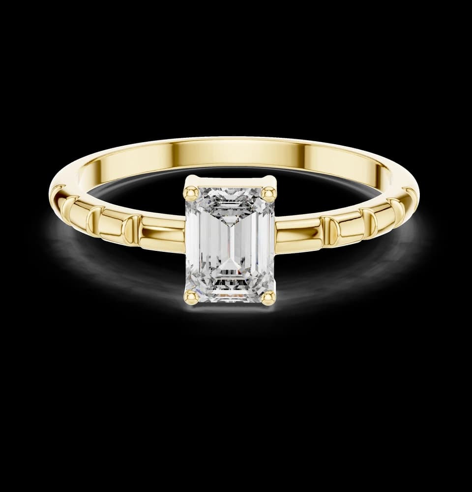 Segmented Emerald Lab Grown Diamond Ring - Image 3 Segmented Emerald Lab Grown Diamond Ring, view 3 of 6
