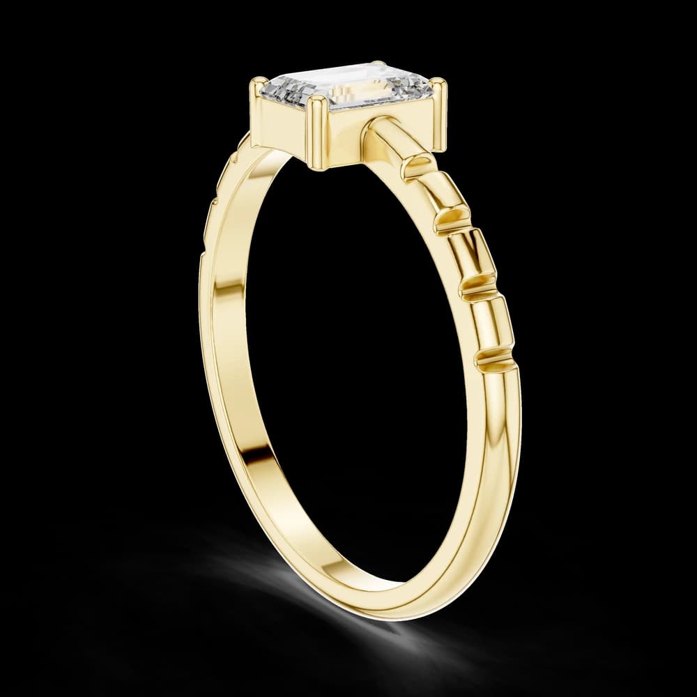 Segmented Emerald Lab Grown Diamond Ring - Image 4 Segmented Emerald Lab Grown Diamond Ring, view 4 of 6