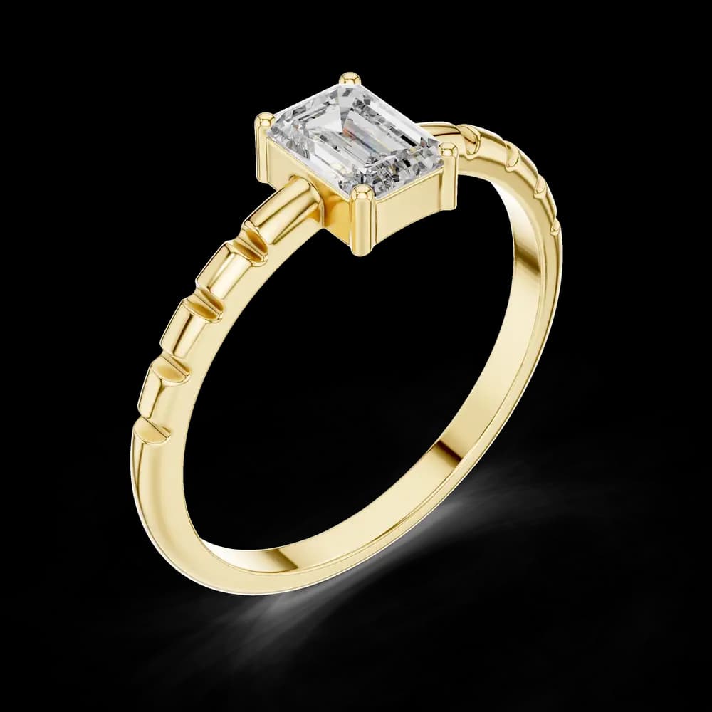 Segmented Emerald Lab Grown Diamond Ring - Image 5 Segmented Emerald Lab Grown Diamond Ring, view 5 of 6