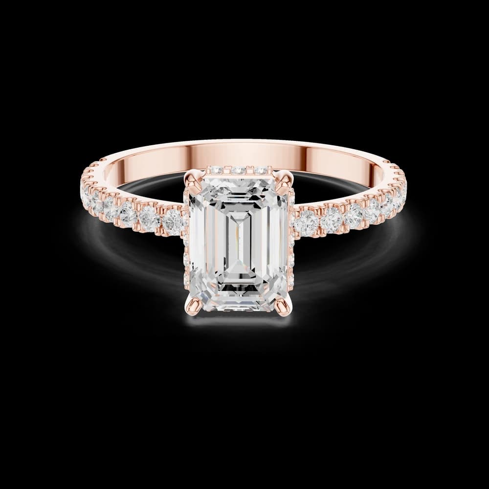 Emerald Pavé Band Hidden Halo Lab Grown Ring - Image 1 Emerald Pavé Band Hidden Halo Lab Grown Ring, view 1 of 6