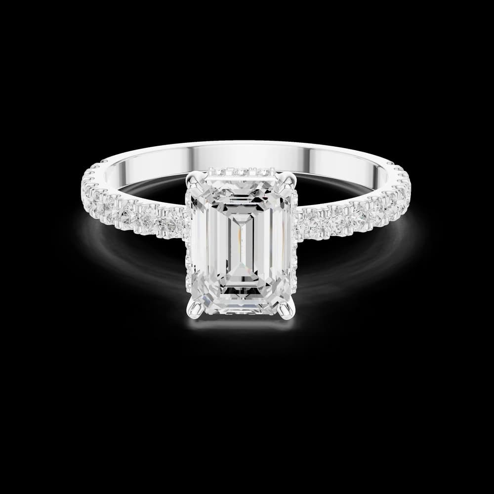 Emerald Pavé Band Hidden Halo Lab Grown Ring - Image 2 Emerald Pavé Band Hidden Halo Lab Grown Ring, view 2 of 6
