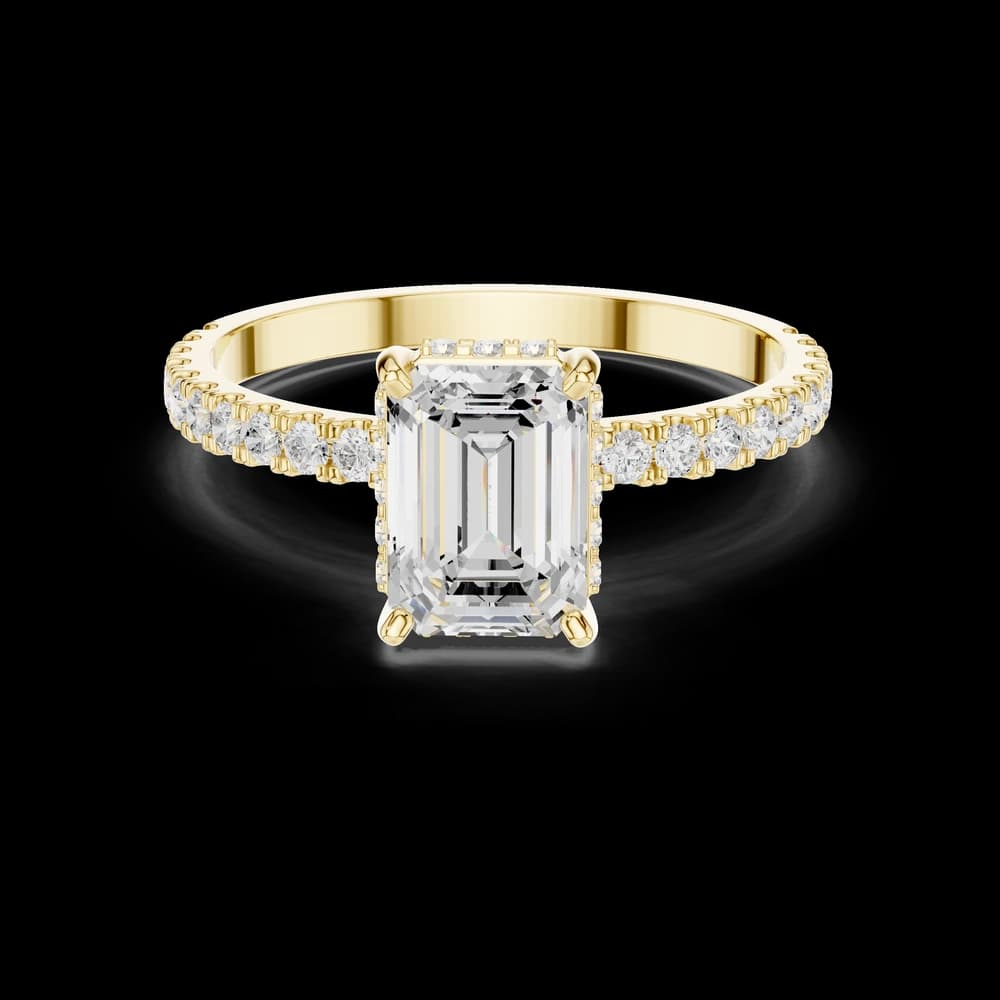Emerald Pavé Band Hidden Halo Lab Grown Ring - Image 3 Emerald Pavé Band Hidden Halo Lab Grown Ring, view 3 of 6