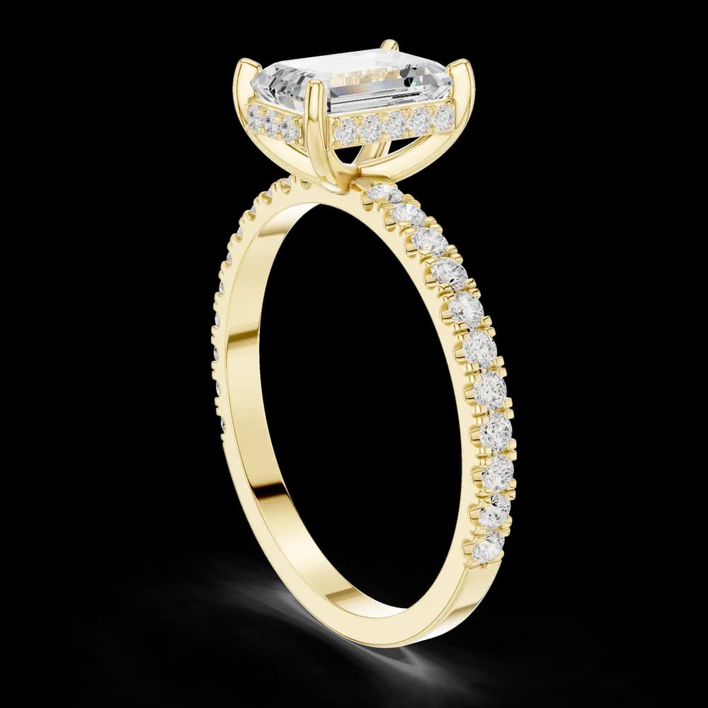 Emerald Pavé Band Hidden Halo Lab Grown Ring - Image 4 Emerald Pavé Band Hidden Halo Lab Grown Ring, view 4 of 6