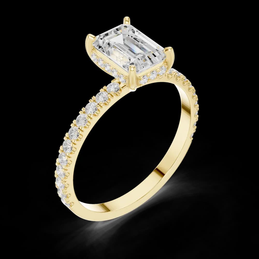 Emerald Pavé Band Hidden Halo Lab Grown Ring - Image 5 Emerald Pavé Band Hidden Halo Lab Grown Ring, view 5 of 6