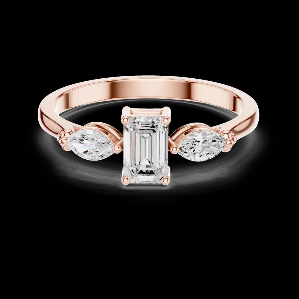 Emerald & Marquise Diamond Duet Lab Grown Diamond Ring - Image 1 Emerald & Marquise Diamond Duet Lab Grown Diamond Ring, view 1 of 6