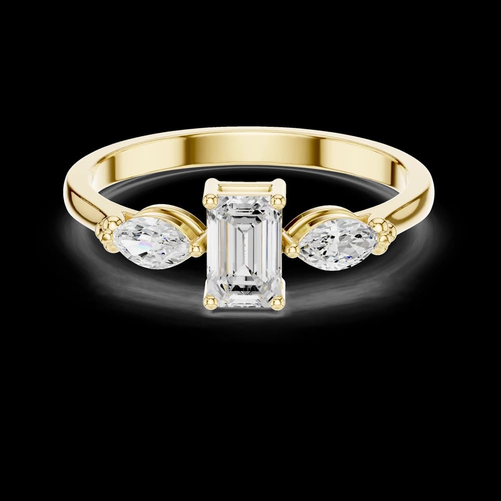 Emerald & Marquise Diamond Duet Lab Grown Diamond Ring - Image 3 Emerald & Marquise Diamond Duet Lab Grown Diamond Ring, view 3 of 6