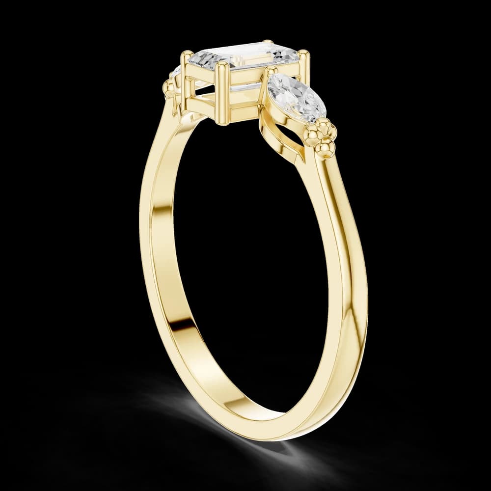 Emerald & Marquise Diamond Duet Lab Grown Diamond Ring - Image 4 Emerald & Marquise Diamond Duet Lab Grown Diamond Ring, view 4 of 6