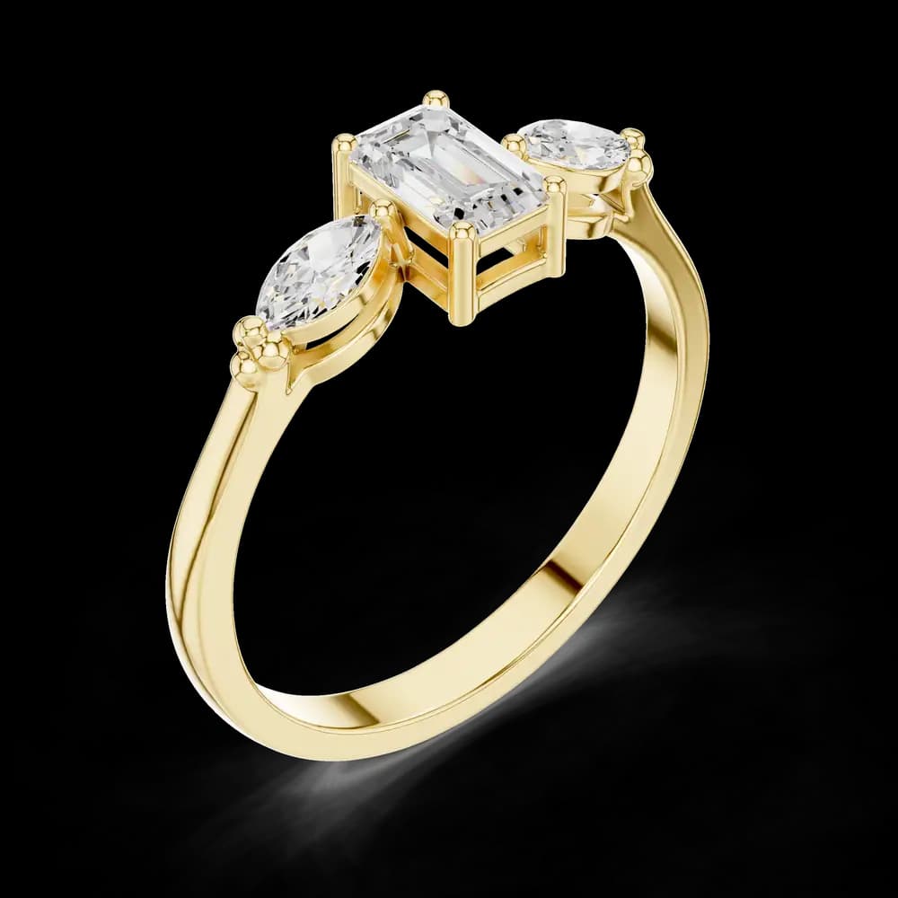 Emerald & Marquise Diamond Duet Lab Grown Diamond Ring - Image 5 Emerald & Marquise Diamond Duet Lab Grown Diamond Ring, view 5 of 6