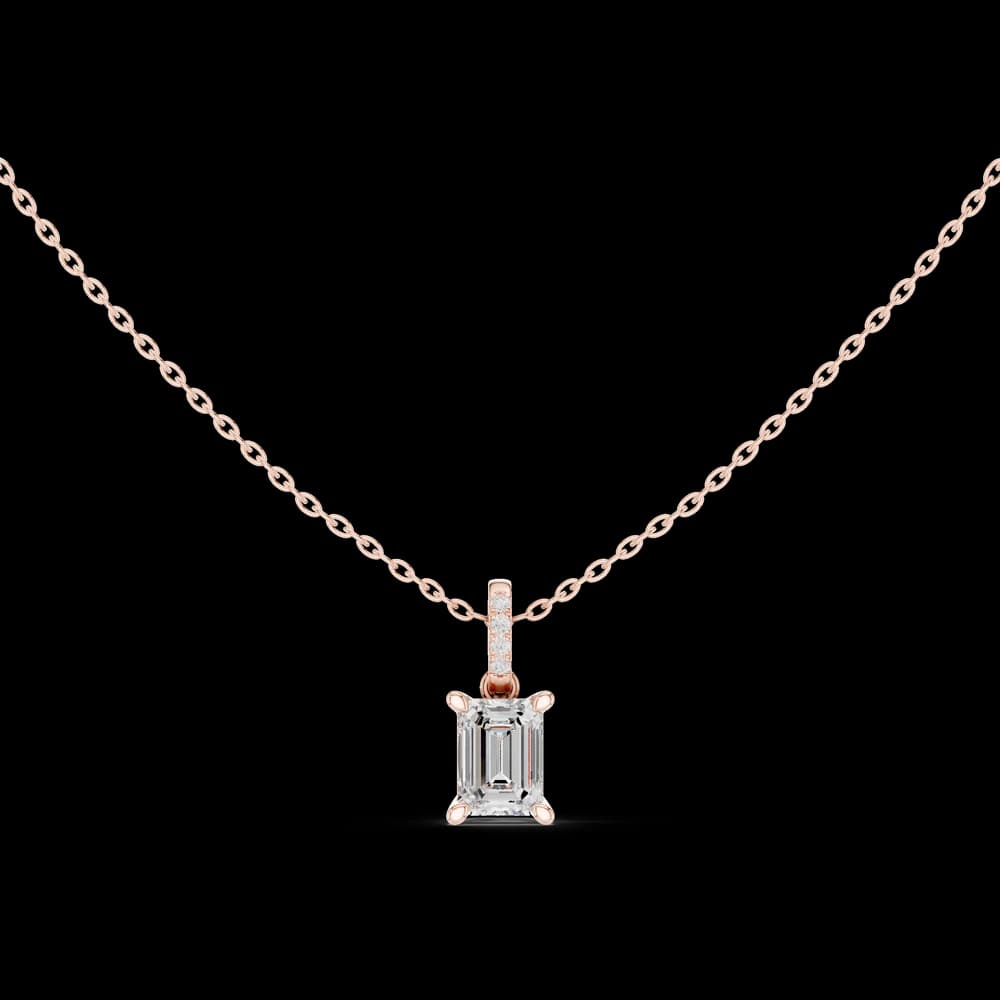 Emerald Solitaire Lab Grown Diamond Pendant - Image 1 Emerald Solitaire Lab Grown Diamond Pendant, view 1 of 4