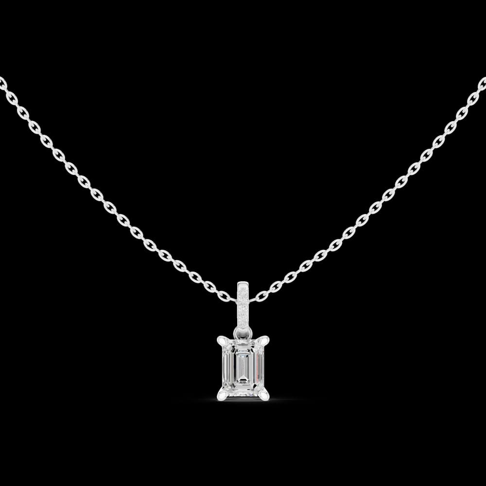 Emerald Solitaire Lab Grown Diamond Pendant - Image 2 Emerald Solitaire Lab Grown Diamond Pendant, view 2 of 4