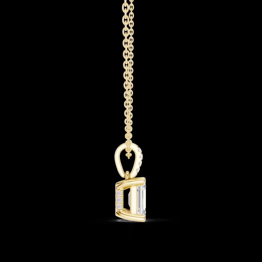 Emerald Solitaire Lab Grown Diamond Pendant - Image 3 Emerald Solitaire Lab Grown Diamond Pendant, view 3 of 4
