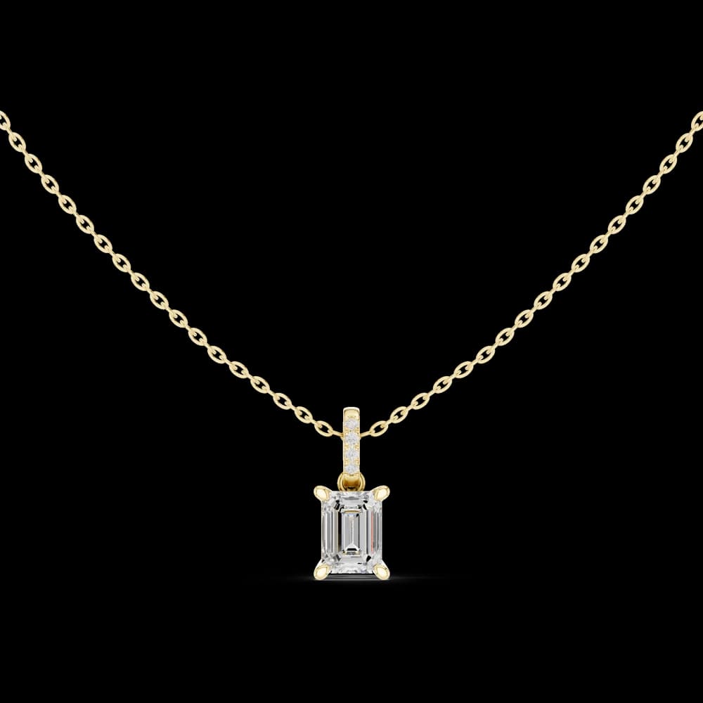 Emerald Solitaire Lab Grown Diamond Pendant - Image 4 Emerald Solitaire Lab Grown Diamond Pendant, view 4 of 4