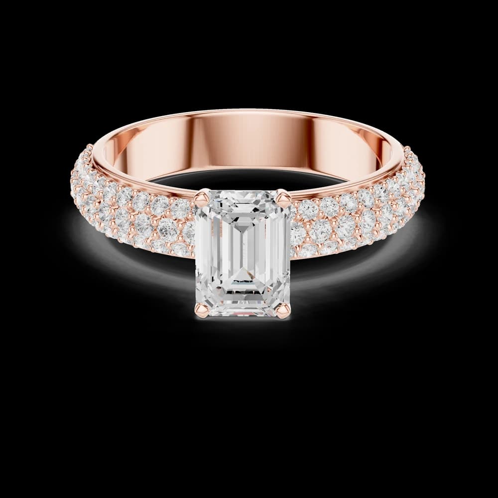 Emerald Cut Pavé Band Lab Grown Ring - Image 1 Emerald Cut Pavé Band Lab Grown Ring, view 1 of 6