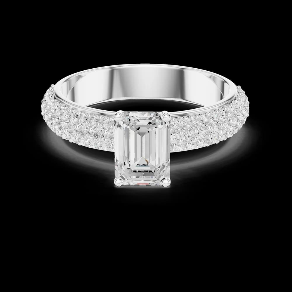 Emerald Cut Pavé Band Lab Grown Ring - Image 2 Emerald Cut Pavé Band Lab Grown Ring, view 2 of 6