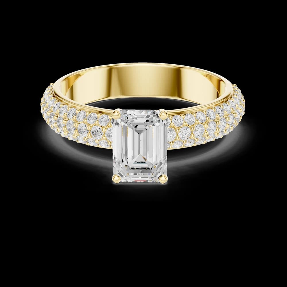 Emerald Cut Pavé Band Lab Grown Ring - Image 3 Emerald Cut Pavé Band Lab Grown Ring, view 3 of 6