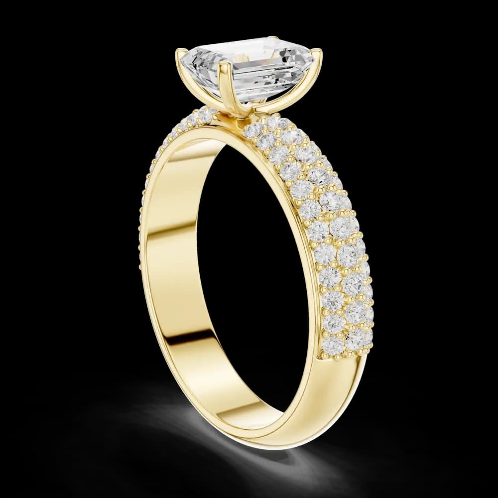 Emerald Cut Pavé Band Lab Grown Ring - Image 4 Emerald Cut Pavé Band Lab Grown Ring, view 4 of 6