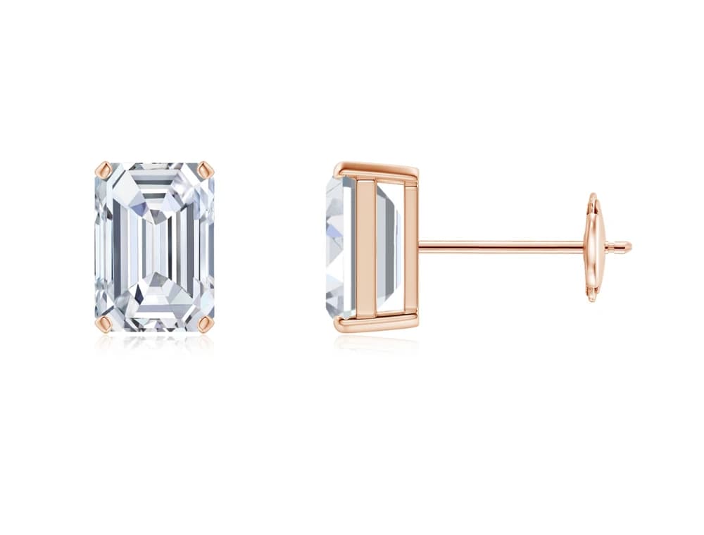 Emerald Solitaire Studs - Image 3 Emerald Solitaire Studs, view 3 of 4
