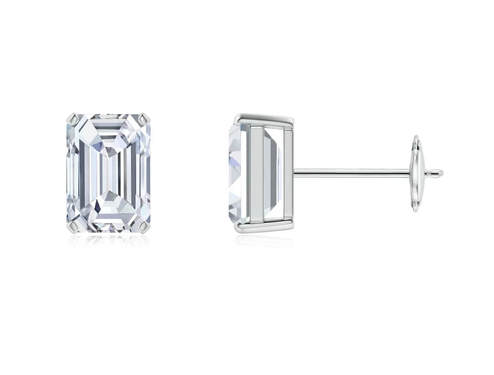 Emerald Solitaire Studs - Image 4 Emerald Solitaire Studs, view 4 of 4