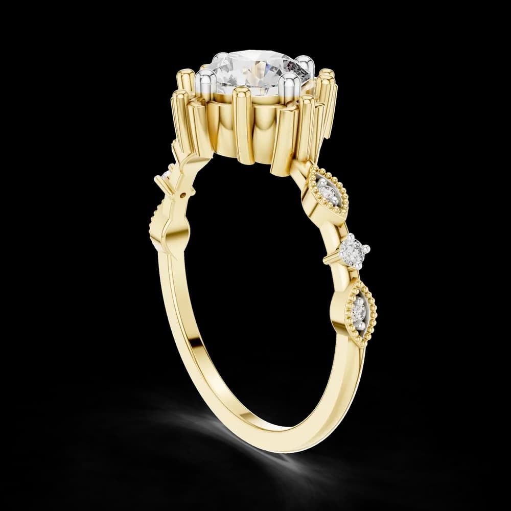Ornate Vintage Round Lab Grown Gold Ring - Image 4 Ornate Vintage Round Lab Grown Gold Ring, view 4 of 6