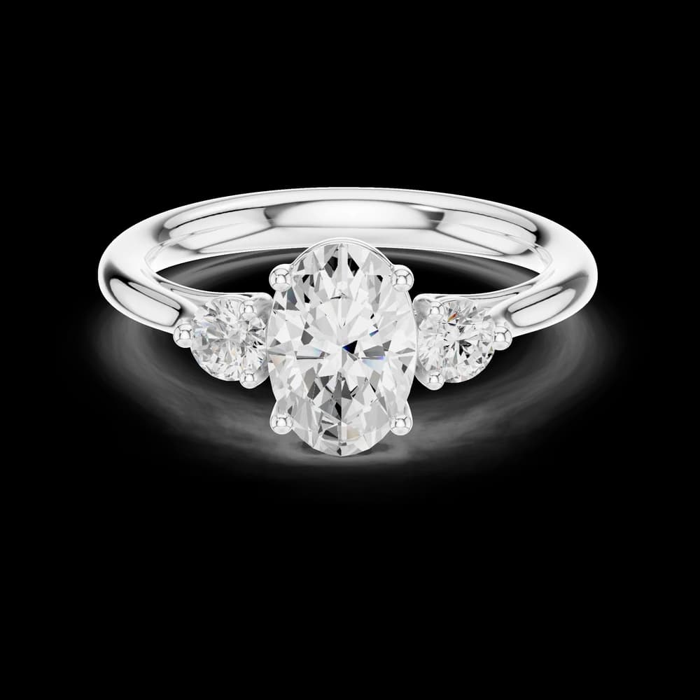 Oval Cut Round Accent Diamond Ring - Image 2 Oval Cut Round Accent Diamond Ring, view 2 of 6