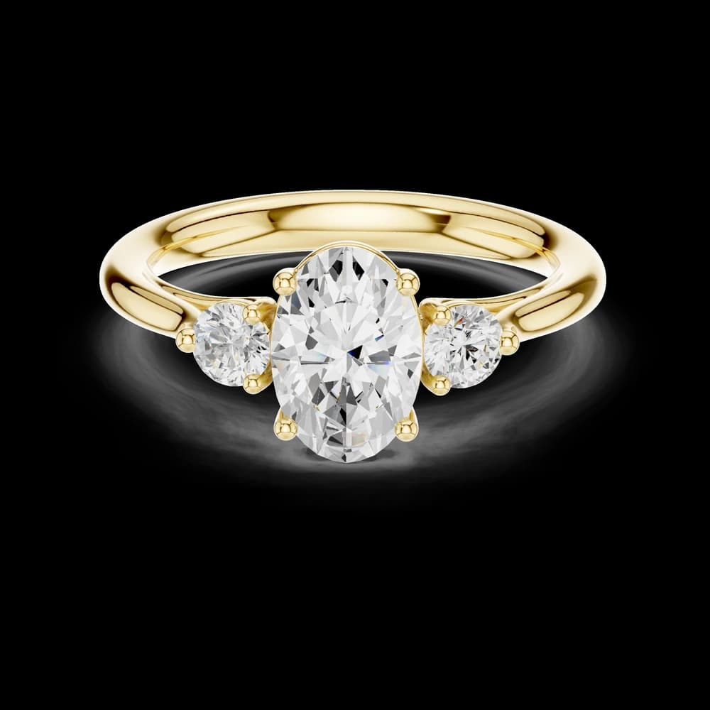 Oval Cut Round Accent Diamond Ring - Image 3 Oval Cut Round Accent Diamond Ring, view 3 of 6